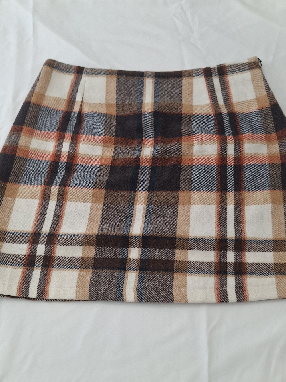 SHEIN Women's Plaid Skirt With Cream, Tan, Grey, Orange, And Black Colors